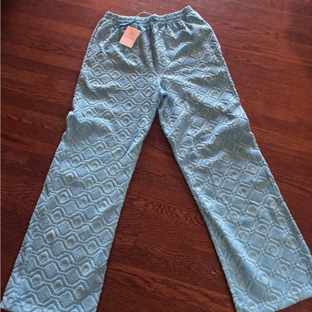 Marine Serre Light Blue Textured Pants